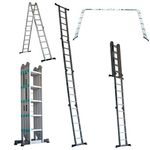 Mivu Flexi Pro 20 feet (20 Steps) 8-in-1 Multipurpose Foldable Aluminium Ladder | Made in India | Heavy Duty Portable Step Ladder for Home & Outdoor use (Without Scaffolding Plates)