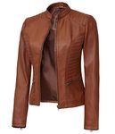 Blingsoul Stylish Womens Leather Jacket Lambskin | [1300172] N - 185 Tan, S