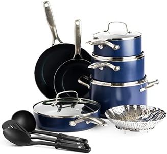 Blue Diamond Cookware Diamante infuso ceramica antiaderente 14 pezzi pentole e padelle set, include padella padelle salse pentole utensili, PFAS-Free, lavabile in lavastoviglie, blu
