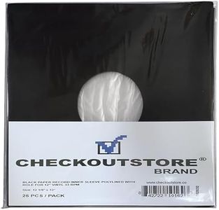 50 CheckOutStore Black Paper Record Polylined with Hole for 12" LP Vinyl 33 RPM (Inner Sleeves)