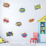 Superhero Wall Stickers Comic Boys Room Wall Decor Boom Bang Comic Sound Effects in Book Wall Decals Stickers for Kids Teens Bedroom Decor