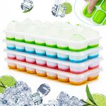 2023 Newest 4 Pack Ice Cube Trays with Lids, Easy-Release & Durable Flexible 【Better Sealing】PBA Free Silicone Ice Cube Molds for Baby Food and Fruit,Whiskey and Cocktails, Drink,Souper Freezer Tray Stackable