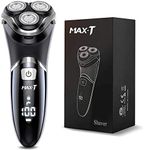 Men's Electric Razor MAX-T Quick Rechargeable Rotary Shaver with LCD Display Pop Up Trimmer IPX7 100% Waterproof Wet & Dry Electric Shaver