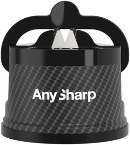 AnySharp – EDITIONS – Hands Free Knife Sharpener - Easy to Use Sharpening Tool with PowerGrip Suction Base and 20-Degree Pre-set Angle - For All Knives: Chef’s, Serrated, and Hardened Steel - Carbon