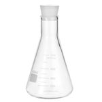 PATIKIL Erlenmeyer Flask, 500ml 16.9oz Narrow Mouth Graduated Flasks with Silicone Stopper Borosilicate Glass Flasks with Printed Graduation for Lab Experiment Chemistry Science