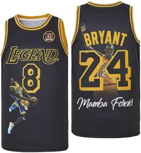 GOAYDEO Men's 8 24 Legend Jersey Black Snakeskin Short-Sleeved Hip Hop Men Basketball Jerseys Legend L