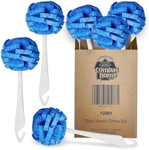 Dish Wand China Scrubbing Sponge by Compac Home, Cleans Dishes and Glassware Effectively, Unique Round Ball Shape for All-Around Cleaning, Flexible Brushes are Gentle on Your Nice Dishes, 6 Count