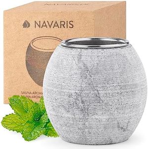 Navaris Stone Sauna Aromatherapy Cup - Soapstone and Stainless Steel Aroma Bowl for Fragrance in Saunas - Home Sauna Accessories