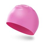 Darbermu Swimming Cap for Men and Women, Adult Swimming Hat Swim Cap, Comfortable Fit, Waterproof Swimming Hat, Silicone Unisex's Swim Cap (Pink), 24x20cm