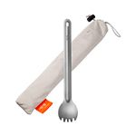 TiTo Titanium Long Handle Spork and Spoon Eco-Friendly Ultralight Portabale Flatware for Outdoor Camping Backpacking Hiking Travel Picnic Tableware with Bag(Sandblasting Spork)