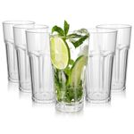 6PCS Reusable Premium Plastic Cups, 13.5 OZ Transparently Acrylic Tumbler Glasses, Unbreakable Stackable Cocktail Glasses for Kids and Adults, 420ml Drinking Cup for Dishwasher Safe Home Picnic