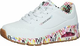 Skechers Women's Uno Loving Love Sneaker, White, 6 UK