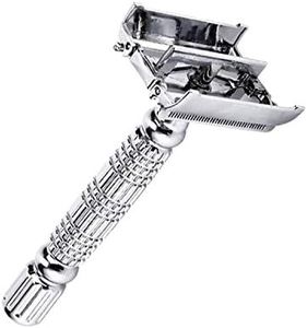 RAZILO Ultimate Butterfly Safety Razor - Heavy Duty Twist To Open Double Edge Safety Razor for Men; Shaving Kit with Mirrored Travel Case and Stainless Steel Double Edge Blade