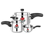 Pigeon By Stovekraft Special Stainless Steel Pressure Cooker with Outer Lid Induction and Gas Stove Compatible 2, 3, 5 Litre Capacity for Healthy Cooking(Special comb pack -IB)