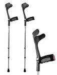 KMINA - Crutches Adults (x2 Units, Open Cuff), Forearm Crutches Adult with Handle Pad, Bequilles Adulte, Walking Crutches Aluminum, Bequille pour Marcher, Adjustable Crutches - Made in Europe