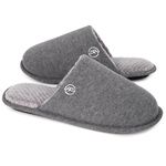 EverFoams Men's Cotton Knit Memory Foam Slippers Light Weight House Shoes with Anti-Skid Sole (11-12 M US, Dark Gray)