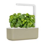 Click & Grow Indoor Herb Garden Kit with Grow Light | Smart Garden for Home Kitchen Windowsill | Easier than Hydroponics Growing System | Vegetable Gardening Starter (3 Basil Pods included), Beige