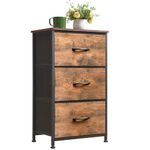 Somdot Nightstand, 3 Drawer Dresser for Bedroom, Bedside Table Night Stand End Table with Fabric Bins for Bedroom Closet Dorm, Wood Grain Print