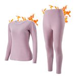 INNERSY Women's Thermal Underwear Set Soft & Warm Base Layer Long Johns Cold Weather(Lavender(Moderate Warm),Medium)