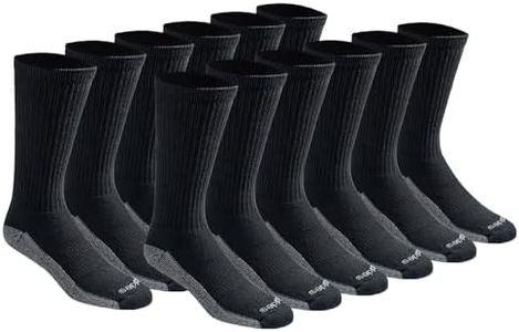 Dickies Men's Dri-Tech Moisture Control Crew Socks Multipack, Black (12 Pairs), 12-15