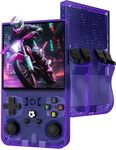 R36MAX Retro Handheld Game Console, 4.0" IPS Screen Retro Gaming Console, 128GB TF Card, 30+ Mainstream Emulators, 22,000+ Classic Games, Open Source Linux System, 4000mah Battery (Transparent Purple)