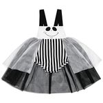 Savlot Baby Girl Halloween Monster Ghost Costume Romper Dress Stripe Suspender Tutu Skirt Newborn Infant Fall Halloween Pumpkin Outfit 0-24Months White