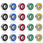 Rybtd 20PCS Ball Bearings Frictionless Color Miniature Metal Bearings ABEC-9 608 2RS Double Shielded Bearings Stainless Steel Bearings are Suitable for Long Skateboards Four-wheel Skates Wheels