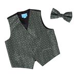 EGE2B04A-M Grey Perfect Formal Wear Patterns Microfiber Waistcoat Pre-tied Bow Tie Set Fitted Waistcoats Vest By Epoint