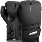 Animal® | PREDATOR Boxing Gloves - MatteSkin Leather - Black 12oz Boxing Gloves - Pro Training Sparring - Muay Thai MMA Kickboxing - 12 Oz - Men Women Adult - Heavy Punching Bag Mitts Focus Pads