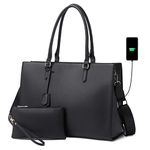 Laptop Bag for Women 17 inch Casual Work Bags for Women with USB Charging Port Laptop Tote Bag for Women with Clutch Purse