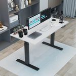 JIN OFFICE Height Adjustable Desk Electric | Dual Motor 3-Stage Sit Stand Desk|125 Kg Wt. Capacity Memory Presets|Motorized Table (Black Frame | White Table Top 1500 by 750 mm)