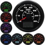 GPS Speedometer Gauge 35 MPH 50km/h Marine GPS Speed Odometers Waterproof for Boat Car with 7 Colors Backlight 9-32V 85MM