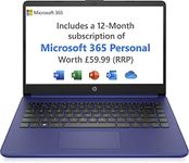 HP 14" HD Laptop PC 14s-fq0023na, AMD 3020e, 4GB RAM, 64GB SSD, Windows 11 in S Mode, with Microsoft 365 Personal 12 months included - Blue