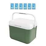 Generic Cooler Box Car Refrigerator 5L Beverage Storage Organizer Ice Bucket Hot/Cold Retention Cooler Hard Cooler for Camping Picnic, Green