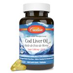 Carlson - Cod Liver Oil Gems, Super 1000 mg, 250 mg Omega-3s + Vitamins A & D3, Wild-Caught Norwegian Arctic Cod-Liver Oil, Sustainably Sourced, 100 Softgels