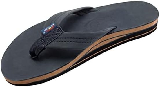 Rainbow Sandals Men's Limited Edition - Double Layer Wide Strap w/Custom Colors, Navy W/Fawn Midsole, 9.5-10.5