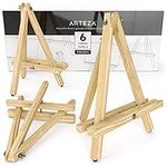 ARTEZA Tripod Easel, 12", Pack of 6, Natural Pine Wood Finish with Non-Slip Legs, Art Supplies for Displaying Small to Medium Canvases