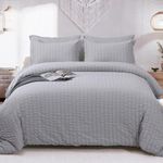 JOLLYVOGUE Light Grey King Comforter Set 7 Pieces - Seersucker Bed in a Bag Bedding Set for All Seasons - Soft and Comfortable - Machine Washable