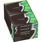 5 GUM, Spearmint-Rain Flavoured Sugar Free Chewing Gum, 15 Sticks, 10 Packs