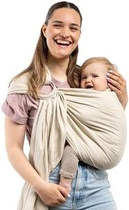 Linen Boba Ring Sling Baby Carrier Newborn to Toddler - Lightweight & Breathable Bamboo Viscose Blend Baby Sling Carrier, Hip-Healthy Baby Wrap Carrier for Front & Hip Carry, 8-35 lbs (Pampas)