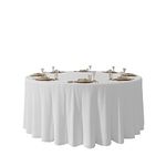 Urby 120'' White Round Tablecloth for 5-6ft Round Folding Table That Seats 6-8 Guests, Mantel Redondo para Mesa De 6 Sillas, Ideal for Party, Wedding, Banquet and Events.