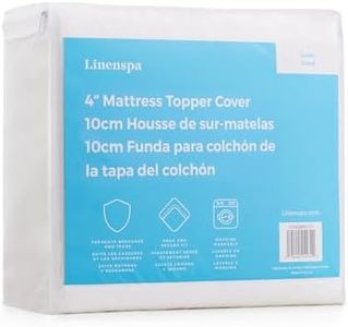 Linenspa 4 Inch- Full-Machine Washable – Breathable – Non Slip-Cover for Mattress Topper with Zipper – Topper-Cover Only, White, Queen