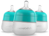 Nanobebe Flexy Silicone Baby Bottles, Anti-Colic, Natural Feel, Non-Collapsing Nipple, Non-Tip Stable Base, Easy to Clean 3-Pack, Teal, 150ml