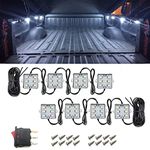 NBWDY 8 PCS White Led Truck Bed Light Kit,Sealed Waterproof 48 LEDs Cargo Pickup Bed Lighting Kits,LED Rock Light for Off Road Under Car, Foot Wells,Rail Lights with w/Switch