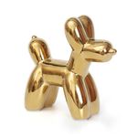 Notakia 6.3in Large Cute Ceramics Balloon Dog Statue Crafts Living Room Desktop Decorations,Handmade Modern Small Ceramic Animal Statue Ornament Home Decor Accents (Large Gold Dog)