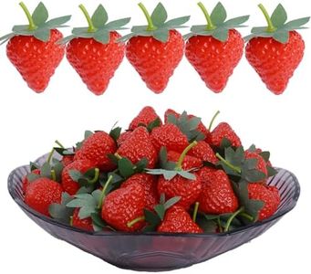 Notakia 40Pcs Fake Strawberry Decor Plastic Lifelike Fake Strawberries Faux Fruit Party Decoration Artificial Fruits Photography Prop for Home Kitchen Decoration
