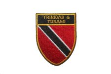 Trinidad & Tobago Country Flag OVAL SHIELD Embroidered Iron on Patch Crest Badge 5 X 6 1/4 Cm .. New