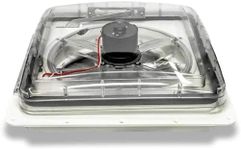 HENG’S INDUSTRIES Zephyr RV 14" Roof Vent Fan | Clear Lid | Manual Powered | White Screen Frame, Collar, & 6" Square Garnish | SV0112-G4/70112V-G4