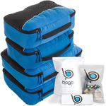 Bago Packing Cubes for Suitcases - 7Pcs Luggage & Suitcase Organiser Bags Set - Compression Packing Cubes for Travel Accessories Essentials - 4 Cubes plus 3 Sealed ZipBags (Blue)