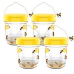 Howboo 4pcs Wasp Trap, Yellow Hornet Bee Traps Catcher with Hanging Non-Toxic PP Plastic Jacket Traps for Outdoors/Garden - Yellow